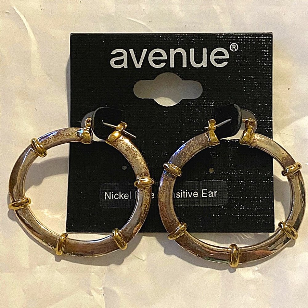 Avenue Silver Hoop Earrings- Nickel Free  NEW